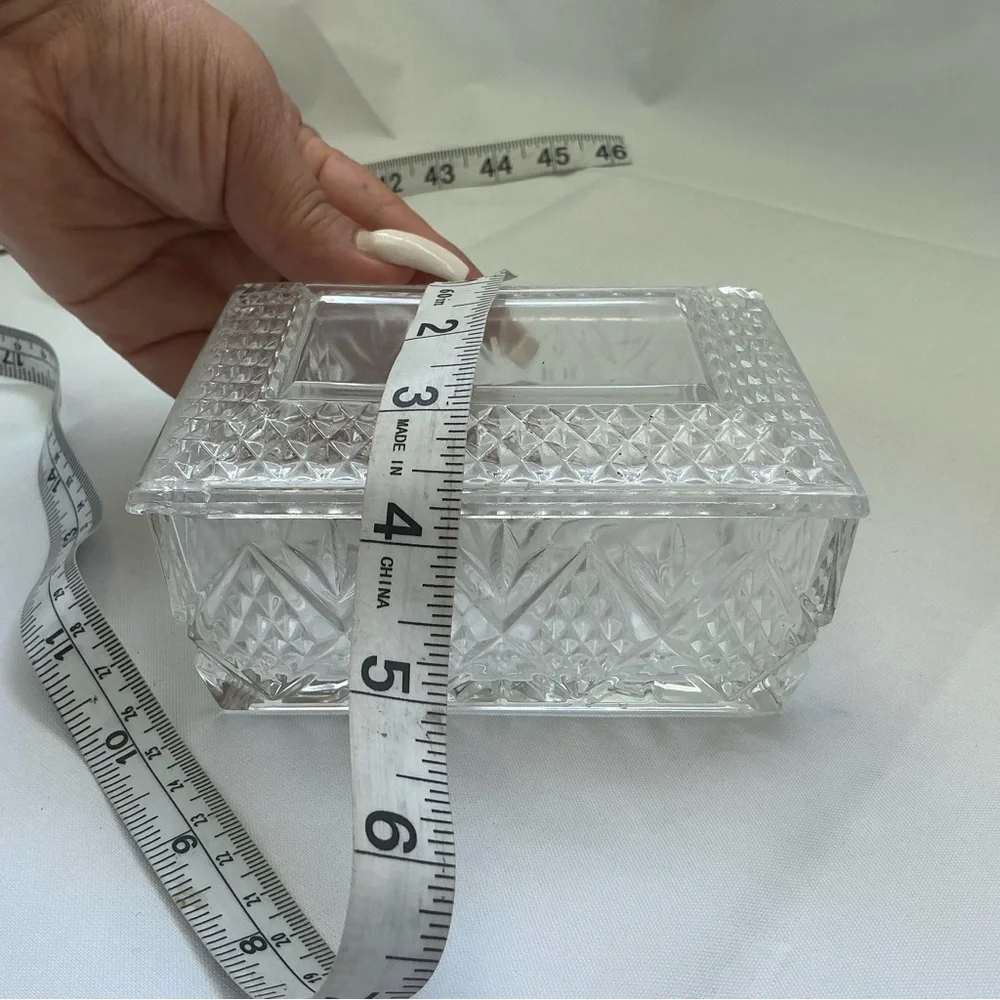 Vtg Idaho Grown Famous Potatoes Etched Crystal Lidded Trinket Box Advertising - Picture 4 of 11